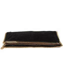 Pre Owned Stella McCartney Black Faux Leather Falabella Fold Over Clutch