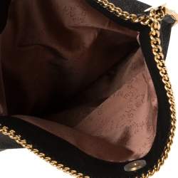 Pre Owned Stella McCartney Black Faux Leather Falabella Fold Over Clutch