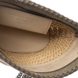 Pre Owned Stella McCartney Beige Faux Suede and Raffia Mini Falabella Shoulder Bag