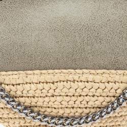 Pre Owned Stella McCartney Beige Faux Suede and Raffia Mini Falabella Shoulder Bag