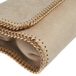 Pre Owned Stella McCartney Beige Faux Suede Falabella Flap Shoulder Bag