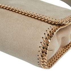 Pre Owned Stella McCartney Beige Faux Suede Falabella Flap Shoulder Bag