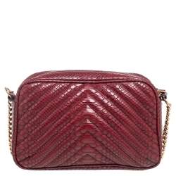 Pre Owned حقيبة كروس ستيلا ماكرتني ستار جلد صناعي نقش ثعبان عنابي