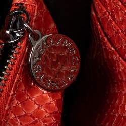 Pre Owned Stella McCartney Orange Faux Python Leather Zip Wallet