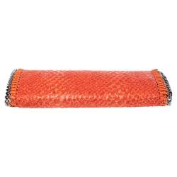 Pre Owned Stella McCartney Orange Faux Python Leather Zip Wallet