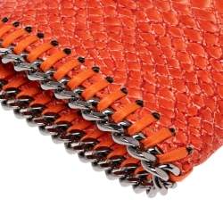 Pre Owned Stella McCartney Orange Faux Python Leather Zip Wallet