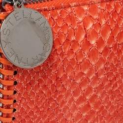 Pre Owned Stella McCartney Orange Faux Python Leather Zip Wallet