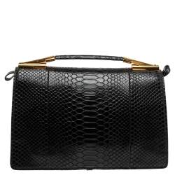 Pre Owned Stella McCartney Black Python Faux Leather Small Flo Shoulder Bag
