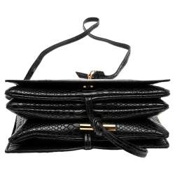 Pre Owned Stella McCartney Black Python Faux Leather Small Flo Shoulder Bag