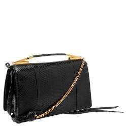 Pre Owned Stella McCartney Black Python Faux Leather Small Flo Shoulder Bag