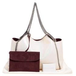 Pre Owned Stella McCartney White Iridescent Faux-Leather Reversible Tote 