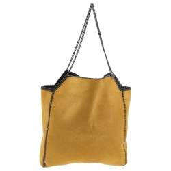 Pre Owned Stella McCartney Mustard/Black Faux Suede and Faux Leather Falabella Reversible Tote