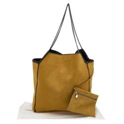 Pre Owned Stella McCartney Mustard/Black Faux Suede and Faux Leather Falabella Reversible Tote