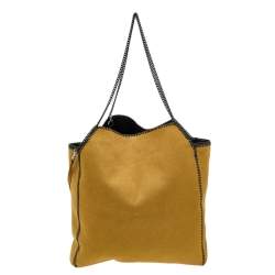 Pre Owned Stella McCartney Mustard/Black Faux Suede and Faux Leather Falabella Reversible Tote