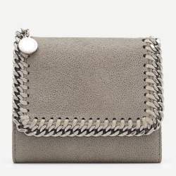 Pre Owned Stella McCartney Grey Faux Leather Falabella Small Flap Wallet