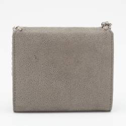 Pre Owned Stella McCartney Grey Faux Leather Falabella Small Flap Wallet
