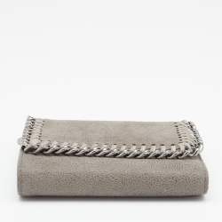 Pre Owned Stella McCartney Grey Faux Leather Falabella Small Flap Wallet