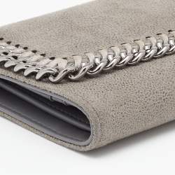 Pre Owned Stella McCartney Grey Faux Leather Falabella Small Flap Wallet