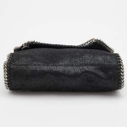 Pre Owned Stella McCartney Black Faux Leather Mini Falabella Flap Shoulder Bag