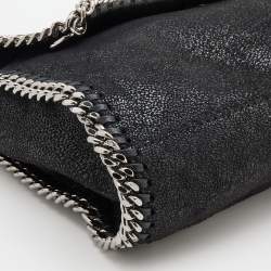 Pre Owned Stella McCartney Black Faux Leather Mini Falabella Flap Shoulder Bag