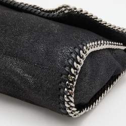 Pre Owned Stella McCartney Black Faux Leather Mini Falabella Flap Shoulder Bag