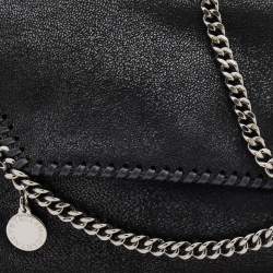 Pre Owned Stella McCartney Black Faux Leather Mini Falabella Flap Shoulder Bag