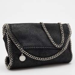 Pre Owned Stella McCartney Black Faux Leather Mini Falabella Flap Shoulder Bag