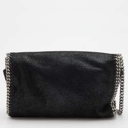 Pre Owned Stella McCartney Black Faux Leather Mini Falabella Flap Shoulder Bag