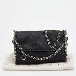 Pre Owned Stella McCartney Black Faux Leather Mini Falabella Flap Shoulder Bag