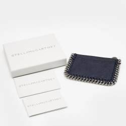 Pre Owned Stella Mccartney Navy Blue Faux Suede Falabella Cardholder