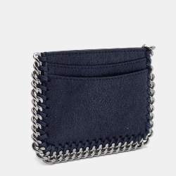 Pre Owned Stella Mccartney Navy Blue Faux Suede Falabella Cardholder