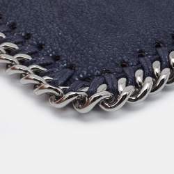 Pre Owned Stella Mccartney Navy Blue Faux Suede Falabella Cardholder