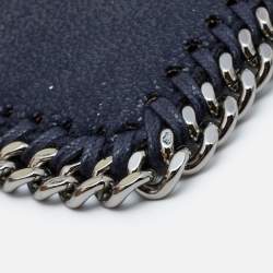 Pre Owned Stella Mccartney Navy Blue Faux Suede Falabella Cardholder