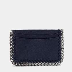 Pre Owned Stella Mccartney Navy Blue Faux Suede Falabella Cardholder