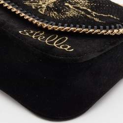 مملوكة مسبقًا Stella McCartney Black Velvet Volcano Embroidered Mini Falabella Shoulder Bag