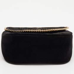 مملوكة مسبقًا Stella McCartney Black Velvet Volcano Embroidered Mini Falabella Shoulder Bag