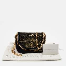 مملوكة مسبقًا Stella McCartney Black Velvet Volcano Embroidered Mini Falabella Shoulder Bag