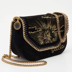 مملوكة مسبقًا Stella McCartney Black Velvet Volcano Embroidered Mini Falabella Shoulder Bag