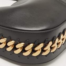 Stella McCartney Black Faux Leather Medium Frayme Shoulder Bag