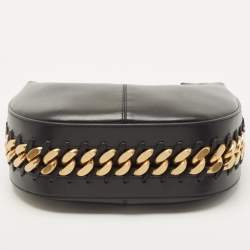 Stella McCartney Black Faux Leather Medium Frayme Shoulder Bag