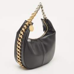 Stella McCartney Black Faux Leather Medium Frayme Shoulder Bag