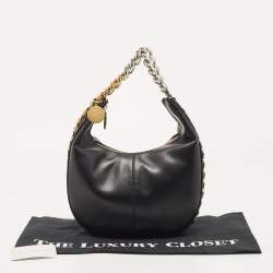 Stella McCartney Black Faux Leather Medium Frayme Shoulder Bag