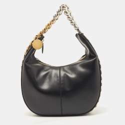 Stella McCartney Black Faux Leather Medium Frayme Shoulder Bag