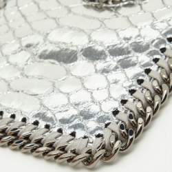 Pre Owned Stella McCartney Silver Python Embossed Leather Falabella Phone Crossbody Bag