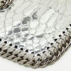 Pre Owned Stella McCartney Silver Python Embossed Leather Falabella Phone Crossbody Bag