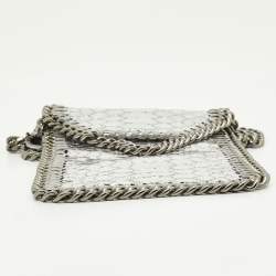 Pre Owned Stella McCartney Silver Python Embossed Leather Falabella Phone Crossbody Bag