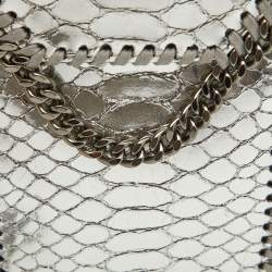 Pre Owned Stella McCartney Silver Python Embossed Leather Falabella Phone Crossbody Bag
