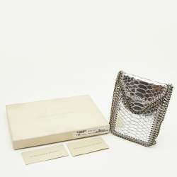 Pre Owned Stella McCartney Silver Python Embossed Leather Falabella Phone Crossbody Bag