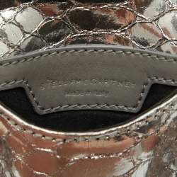Pre Owned Stella McCartney Silver Python Embossed Leather Falabella Phone Crossbody Bag