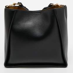 Pre Owned Stella McCartney Black Faux Leather Perforated Logo Shoulder Bag